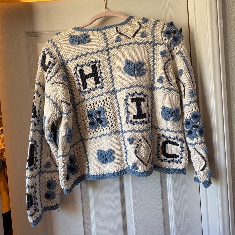 Rare Moschino Cheap and Chic Crochet Cardigan – “CHEAP” / “CHIC” Patchwork - Picture 2 of 8